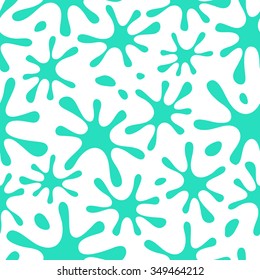 Seamless abstract vector pattern of blue spots on a white background, hand-drawn.