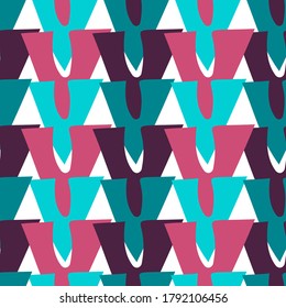 Patrón vectorial abstracto sin inconvenientes con formas circulares coloridas en rosa y azul. El diseño es perfecto para papel pintado, fondo, papel de envoltura, sábanas, ropa, papel y decoraciones. 