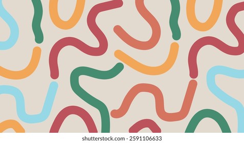 A seamless abstract vector pattern with colorful wavy lines. Perfect for backgrounds, textiles, and modern designs