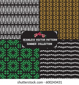 Seamless abstract vector pattern ethnic tribal Boho style collection.Seamless vector summer collecion set.