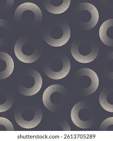 Seamless abstract vector pattern with faded circles and organic texture. Dotwork halftone rounds create elegant motion for textile prints, wallpapers, fashion backgrounds or trendy modern designs