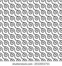 Seamless abstract vector pattern in the form of waves.  Geometric and modern vintage background. Can be used in web design, greeting card, textile, print, packaging.