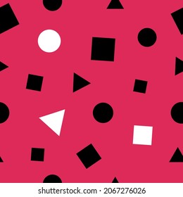 Seamless abstract vector pattern. Geometric shapes on a red background.