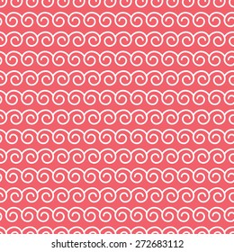 Seamless abstract vector pattern.  Geometric pattern in pink colors.  Pink waves on white background. 