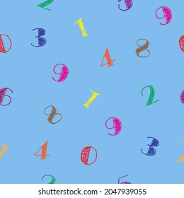 Seamless abstract vector pattern with hand drawn numbers. Mathematics background.