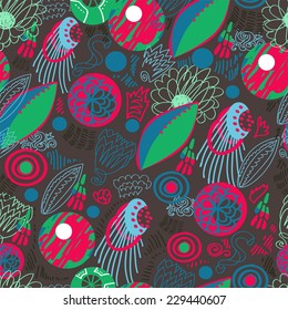 Seamless abstract vector pattern. Hand drawn elements.