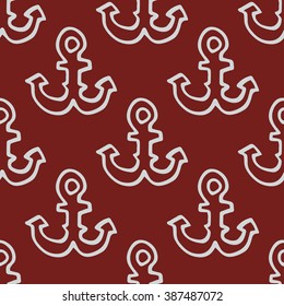 Seamless abstract vector pattern. Hand drawn sea anchor, helm, pink stripes. Nautical summer hipster background. Design can be used for paper, wallpaper, textile, fabric.