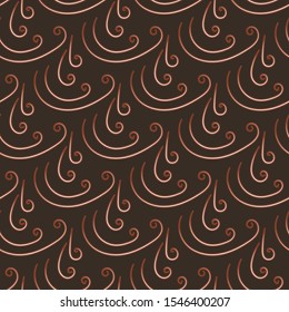 A seamless abstract vector pattern with linear ornament on a brown background. Unisex surface print design.
