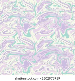 Seamless abstract vector pattern of marble effect, wavy geometric shapes in soft pastel colours, liquid texture, great for backgrounds, presentations, greeting cards, wrapping paper, scarves, decor