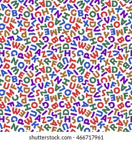Seamless abstract vector pattern with motif of hand drawn letters. Continuous letters vector pattern.