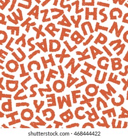 Seamless abstract vector pattern with motif of hand drawn letters. Continuous letters vector pattern.