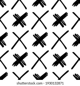 Patrón vectorial abstracto sin inconvenientes. Repita el fondo de las formas con elementos en blanco y negro. Diseño de moda. Ilustración moderna.
