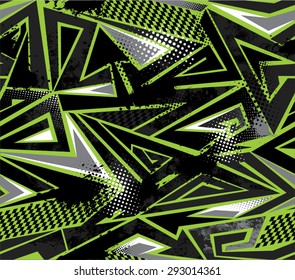 Seamless abstract vector pattern with sharp lines and corners, splashes and stains. For boy