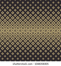 Seamless abstract vector pattern from smoothly decreasing rhombuses. Gold on dark. Vector color background.
