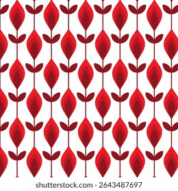 Seamless abstract vector pattern. Stylized, abstract image of a flower in red tones on a white background. Ideal for textiles, packaging and printing.