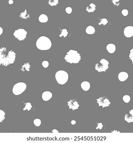 Seamless abstract vector pattern with various blots, doodle dots. Creative trendy snow holiday print For fabric prints, textiles, packaging, wallpaper, cover, postcard, banner, blog, invitation Eps 10
