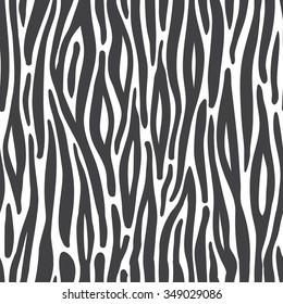 Seamless abstract vector pattern of zebra. Black and white illustration.