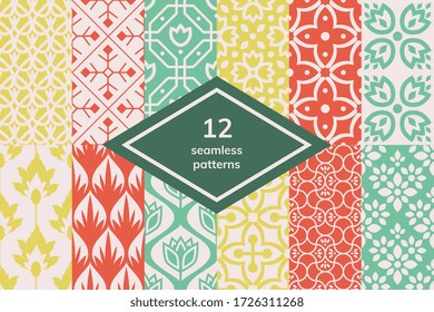 Seamless abstract vector patterns set