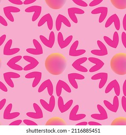 Seamless abstract vector pink pattern with hearts. For wallpaper, cover, packaging, postcard, paper, fabric, texture, background. Congratulation on valentine's day.