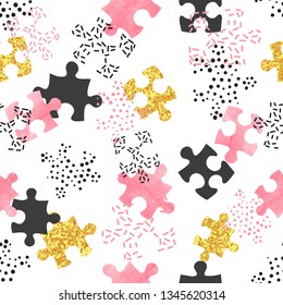 Seamless abstract vector puzzle pattern.