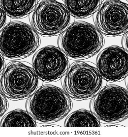 Seamless abstract  vector scribble pattern (monochrome)