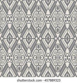 Seamless Abstract Vector Texture Pattern Ethnic Style In Monochrome Background .Boho Chic Pattern.