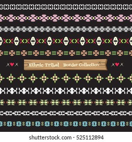 Seamless abstract vector Tribal border collection ,Ethnic border set pattern .boho style.