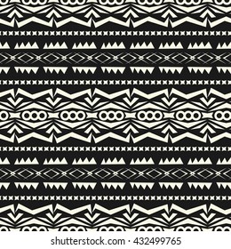Seamless abstract vector Tribal pattern in monochrome background.Ethnic pattern .boho style.