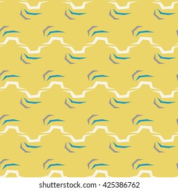 Seamless abstract vector zigzag  pattern on yellow background