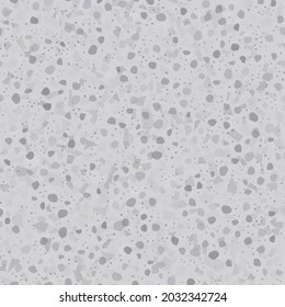 Seamless Abstract Venetian Texture. Gray Mosaic Floor Background. Terrazzo Floor Quartz Texture. Vector Home Italian Pattern. Marble Terrazzo Organic Design. Glass Abstract Irregular Print. Stone Art