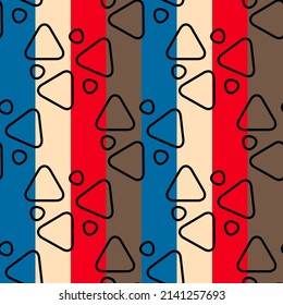 Patrón vintage abstracto sin inconvenientes con formas geométricas sobre fondo colorido. Se puede usar para tela, tela, textil, papel pintado, rayado, cubiertas y decoración.