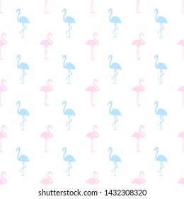 Seamless abstract wallpaper with flamingos. Hand drawn cartoon birds. Print for polygraphy, shirts and textiles. Colored texture. Pattern for your design