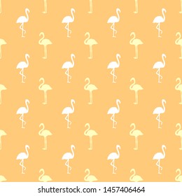 Seamless abstract wallpaper with flamingos. Hand drawn cartoon birds. Print for polygraphy, shirts and textiles. Colored texture. Pattern for your design