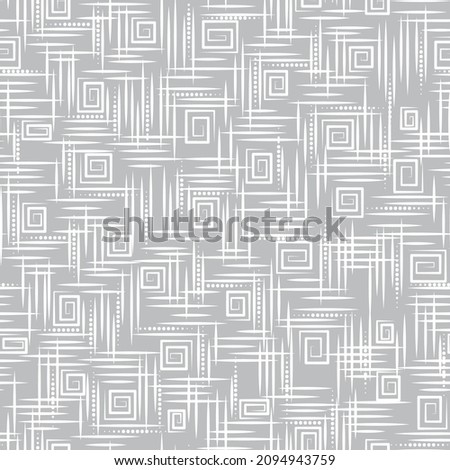 seamless abstract wallpaper with geometric pattern of lines and square spirals in a random arrangement