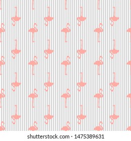 Seamless abstract wallpaper. Stripe pattern with flamingos. Cartoon birds. Print for polygraphy, shirts and textiles. Abstract texture for your design