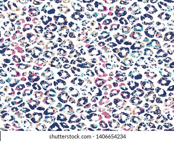 Seamless abstract watercolor colorful leopard pattern