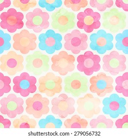 Seamless Abstract Watercolor Flower Background Pattern. Painted 