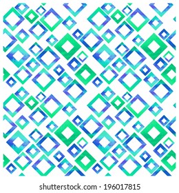 seamless abstract watercolor pattern of blue, green and turquoise gradient rhombuses