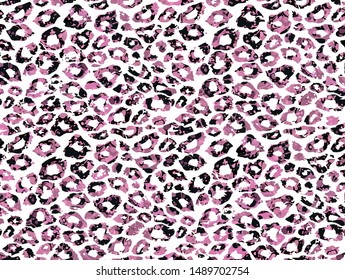 Seamless abstract watercolor pink leopard pattern
