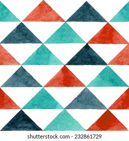 Seamless abstract watercolor retro triangular background