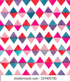 Seamless abstract watercolor retro triangular background