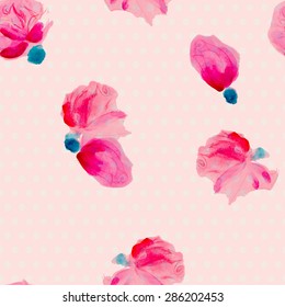 seamless abstract watercolor rose pattern