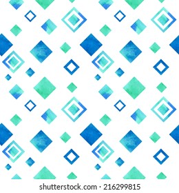 seamless abstract watercolor texture pattern of blue  and turquoise gradient rhombuses
