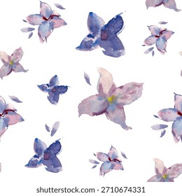 Patrón de flores brillantes de Vector de acuarela abstracta sin costuras. Dibujado a mano creativo de moda floral impresión única. Para impresiones de tela, textiles, embalaje, Fondo de pantalla, cubierta, postal, Anuncio, blog, invitación
