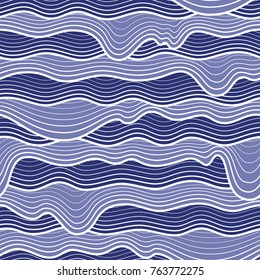 Seamless abstract wave background. Vector wavy striped pattern.