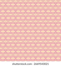 Seamless abstract wave and diamond pattern in soft pink and beige, perfect for textile, fashion, background, wallpaper, and modern design.