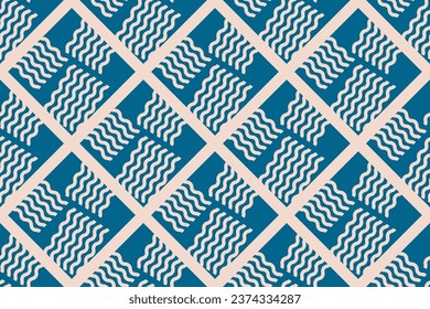 Seamless Abstract Wave Pattern with blue and white color