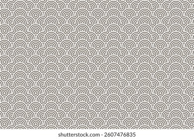 Seamless abstract wave pattern with concentric curved lines. A modern, stylish, and minimal geometric design, perfect for textiles, wallpapers, backgrounds, and digital art projects.