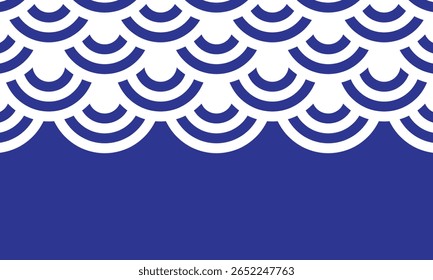 Seamless abstract wave pattern japanese pattern background. Blue and white circle texture motif.