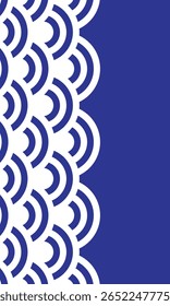 Seamless abstract wave pattern japanese pattern background. Blue and white circle texture motif.
